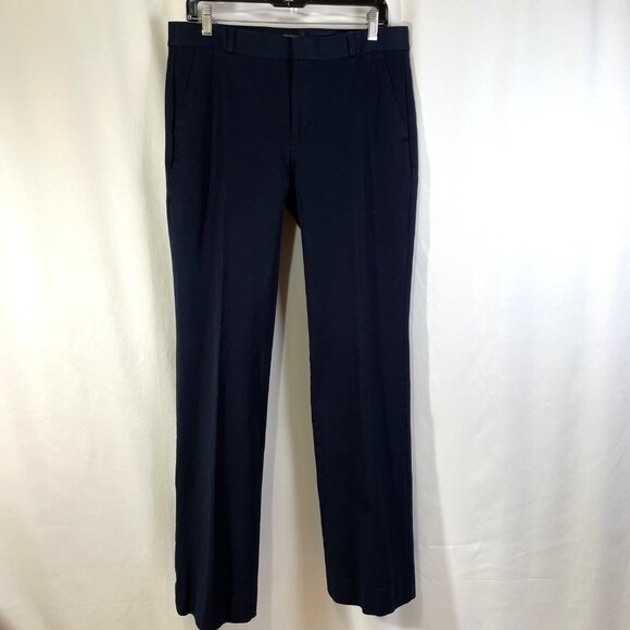 Banana Republic Logan Trousers Size 10L Navy Blue Cotton Blend Stretch - Picture 4 of 16